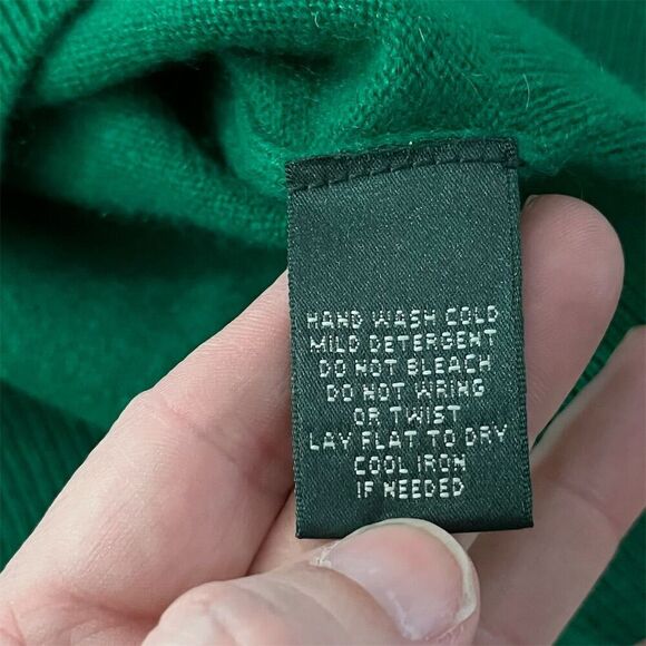 Cashmere  Ralph Lauren V-Neck Green Cashmere Sweater Size M - Picture 4 of 8